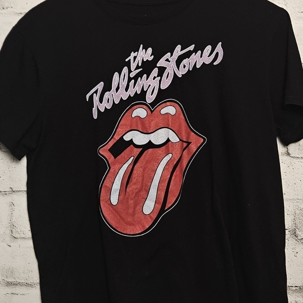 The Rolling Stones Womens Large Black Tongue Logo Graphic Band Tee - Picture 2 of 11